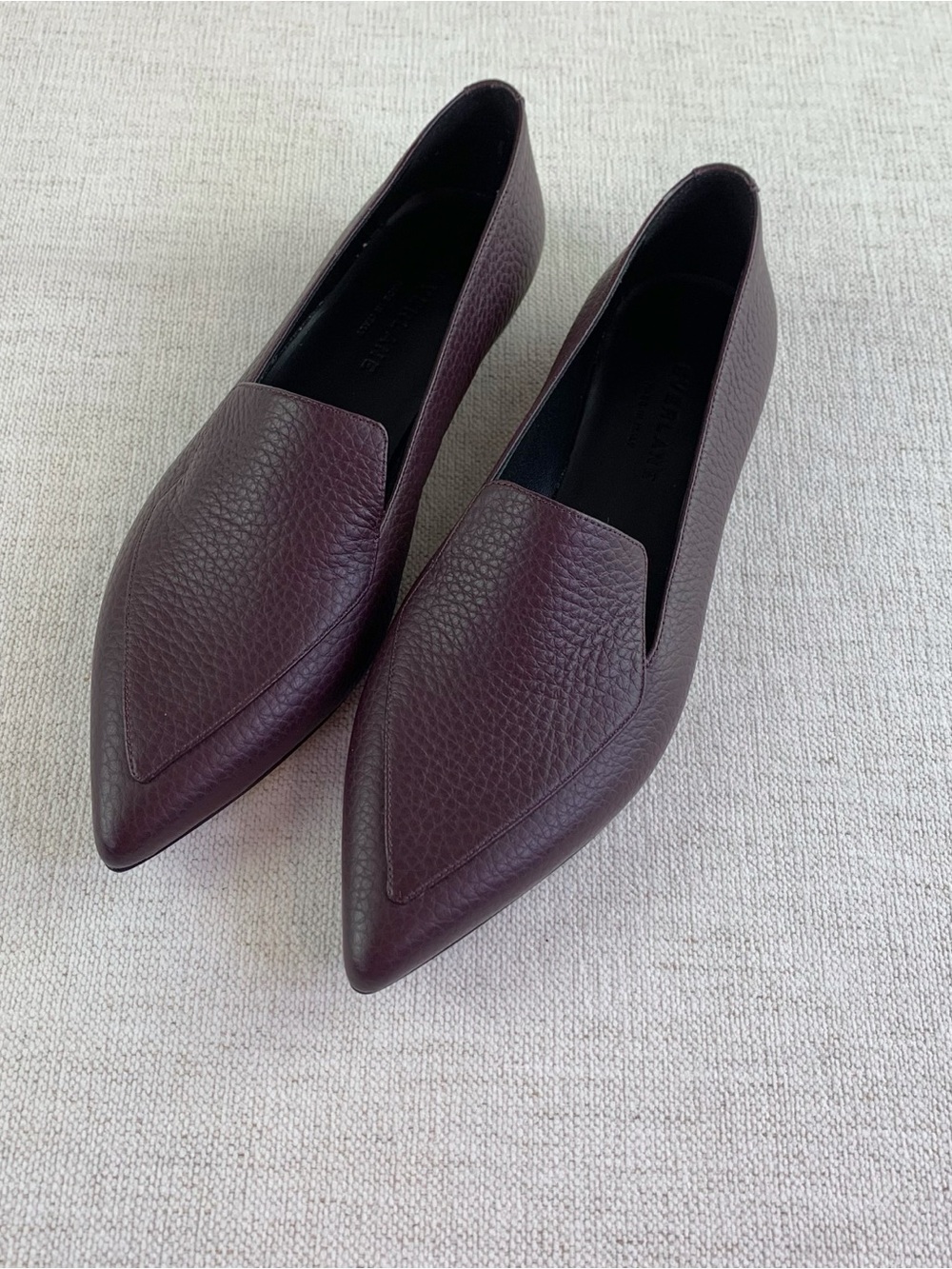 Everlane Women's Pointed Leather Flats in Deep Burgundy